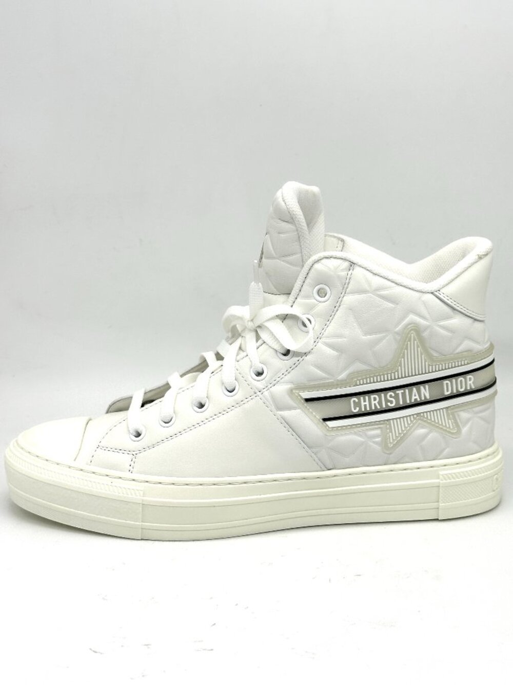 DIOR WALK N Walk'N"Dior Star Lace Up High Top Leather Flat Sneakers Shoes